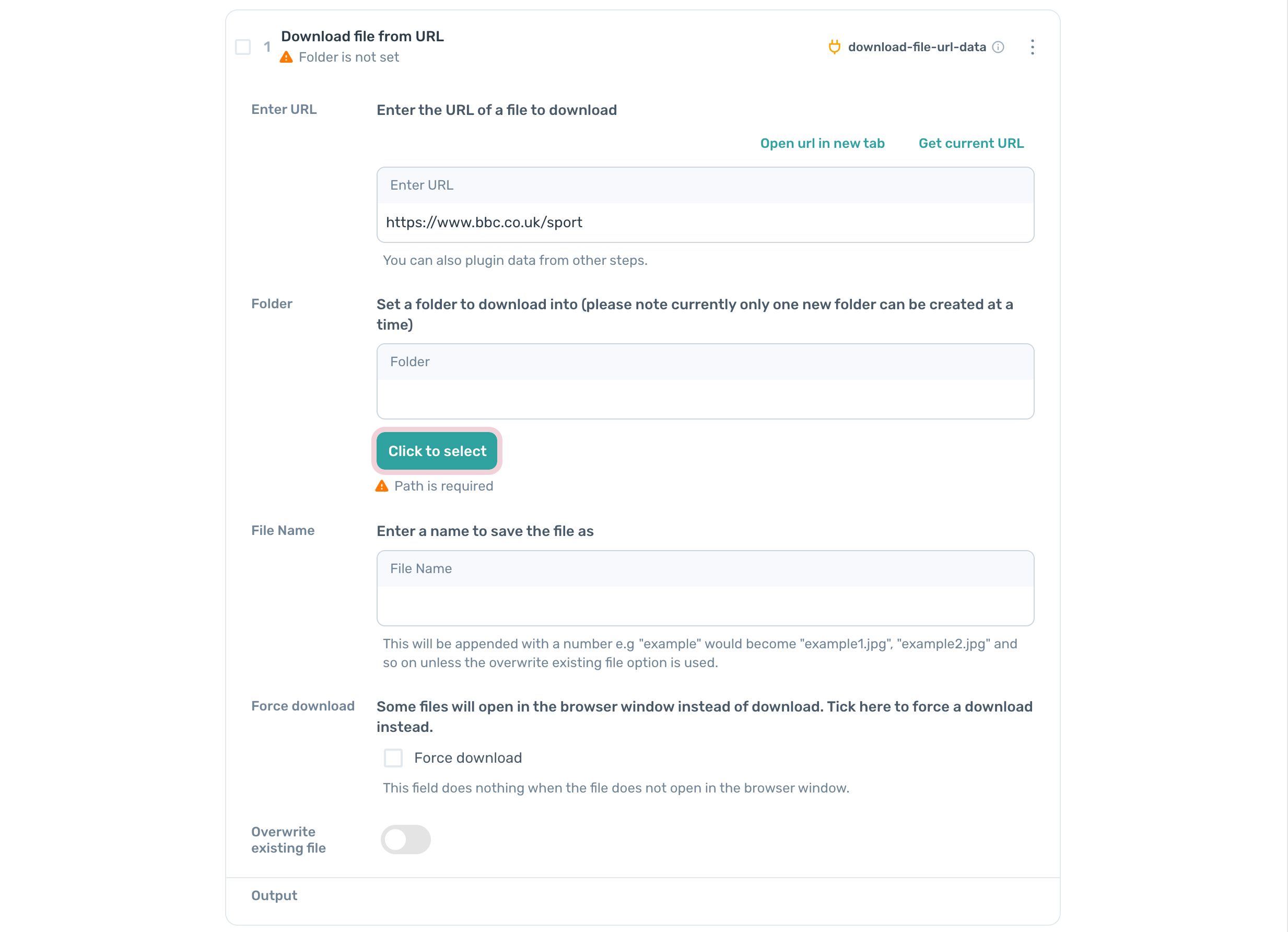 axiom.ai making download file from URL bot