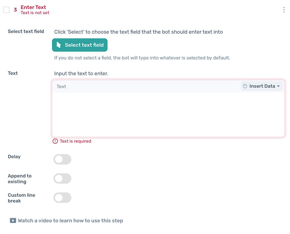 axiom.ai enter text step