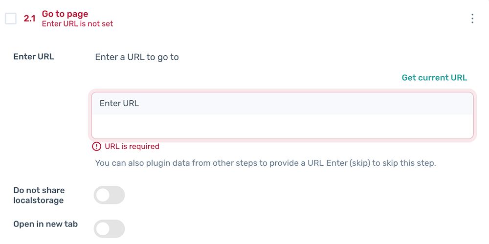 axiom.ai pass data ionto a go to url step