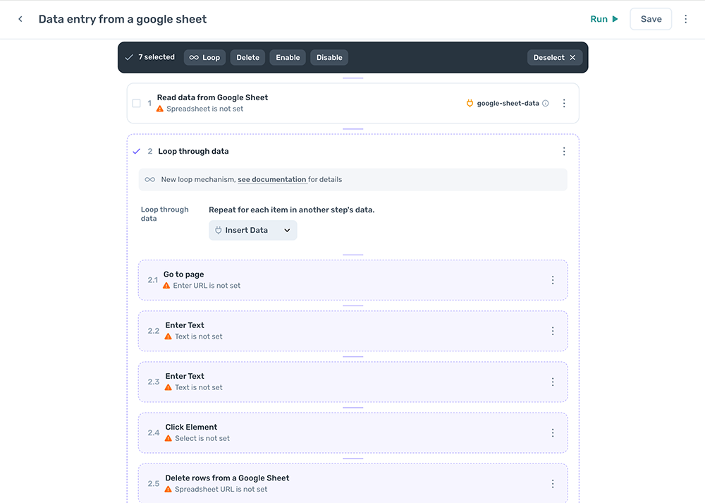 axiom.ai move steps to change the order