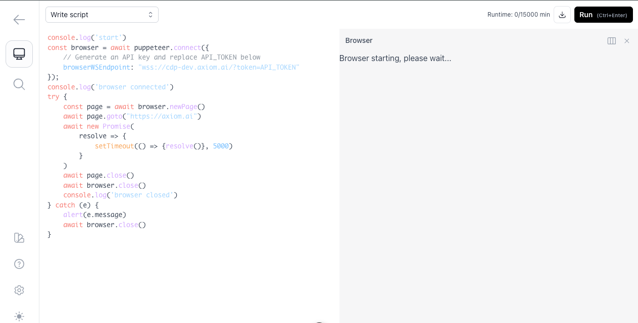 The axiom.ai Live editor