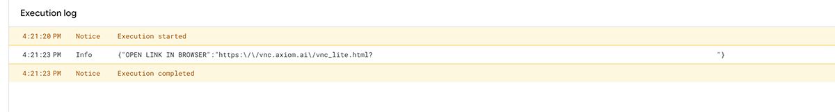 axiom.ai returns run status to Google Apps Script API call