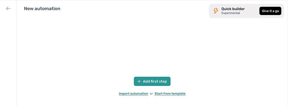 The starting points view shown when opening a new automation in the Builder