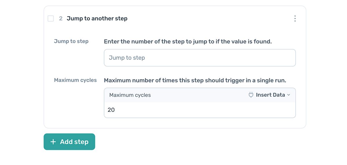 Using the Jump to another step in axiom.ai for a simple loop