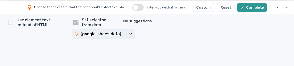 Passing a data variable into the custom selector field