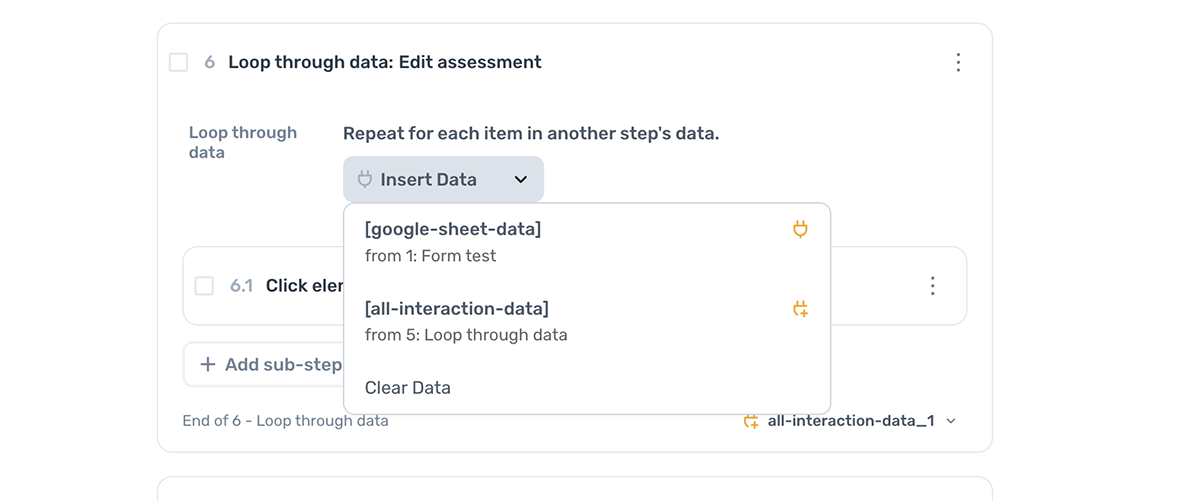 Selecting data to loop through in the axiom.ai Builder