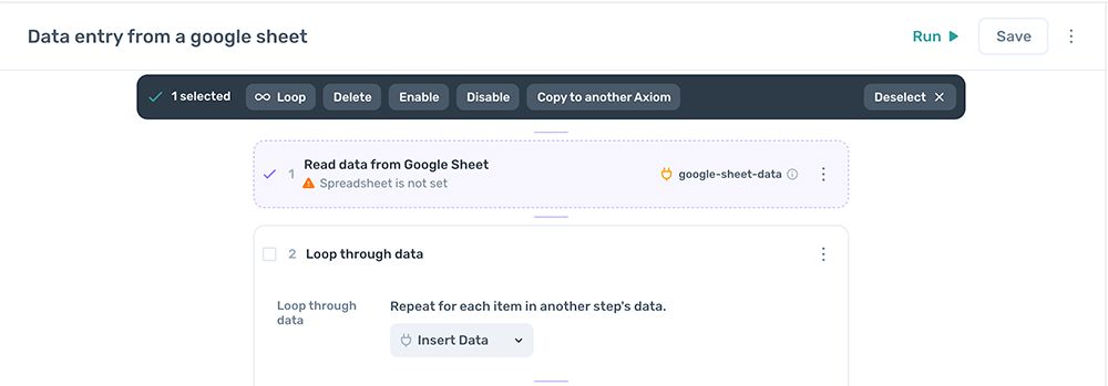 The Move toolbar in the axiom.ai Builder