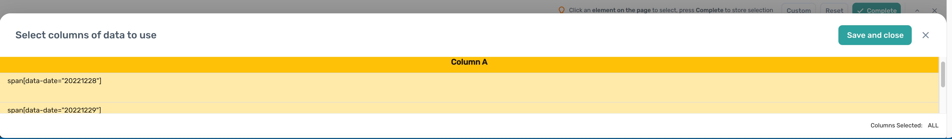Passing selectors into the Single Selector from a Google Sheet