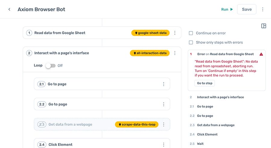 axiom.ai new debbuger view and filter in out chrome extension