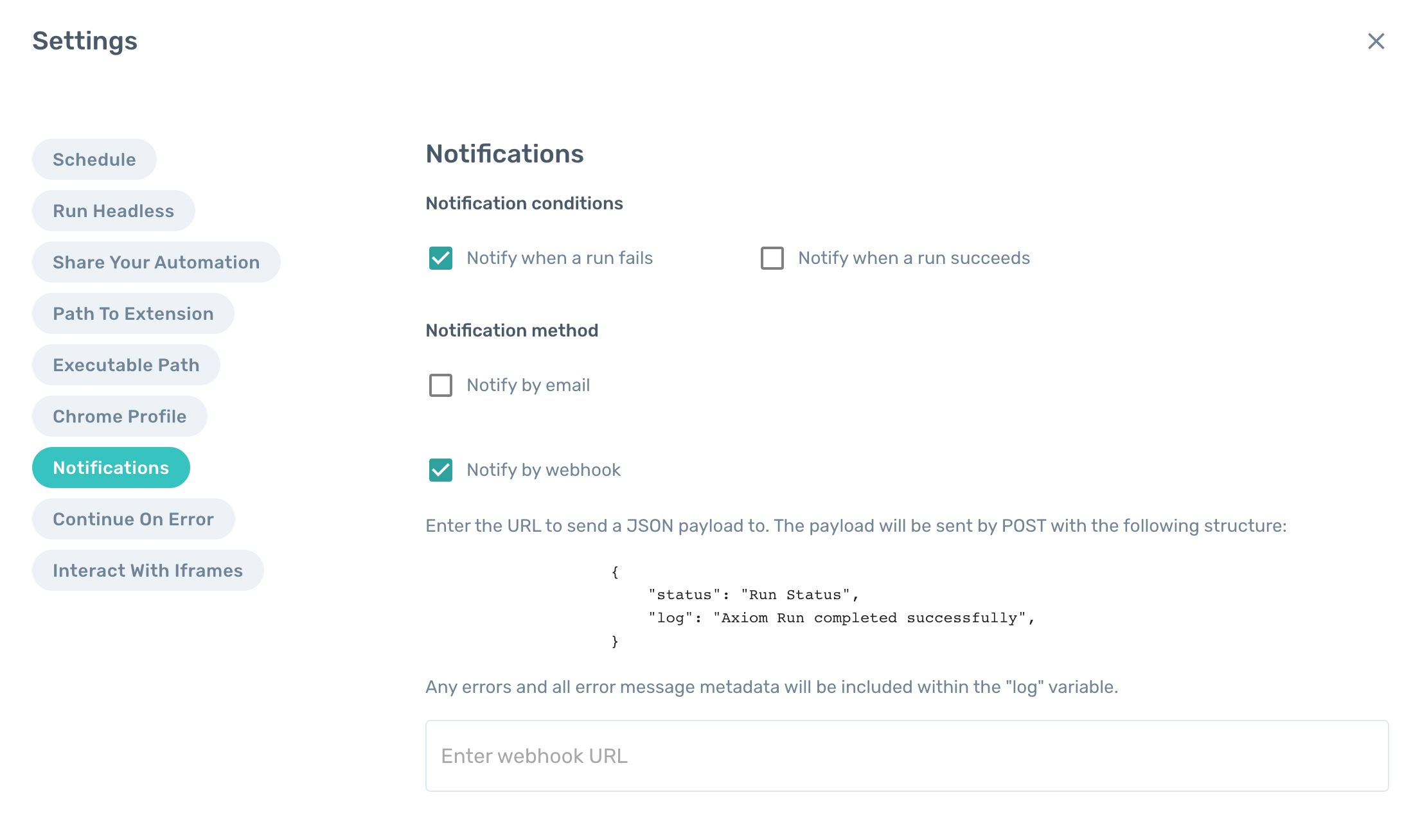 better notifications - axiom.ai