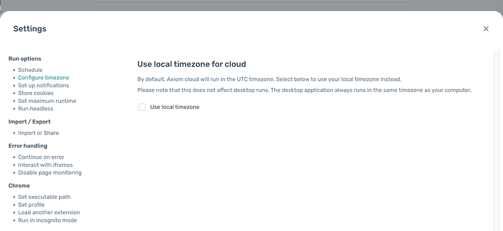 schedule axiom.ai's by local timezone - axiom.ai