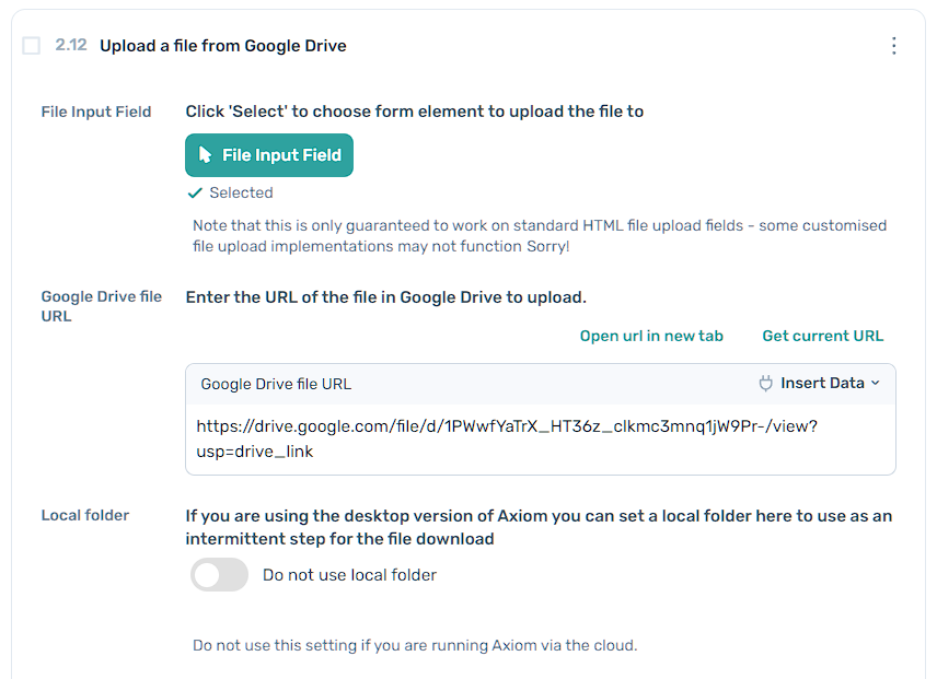 Upload a file from Google Drive