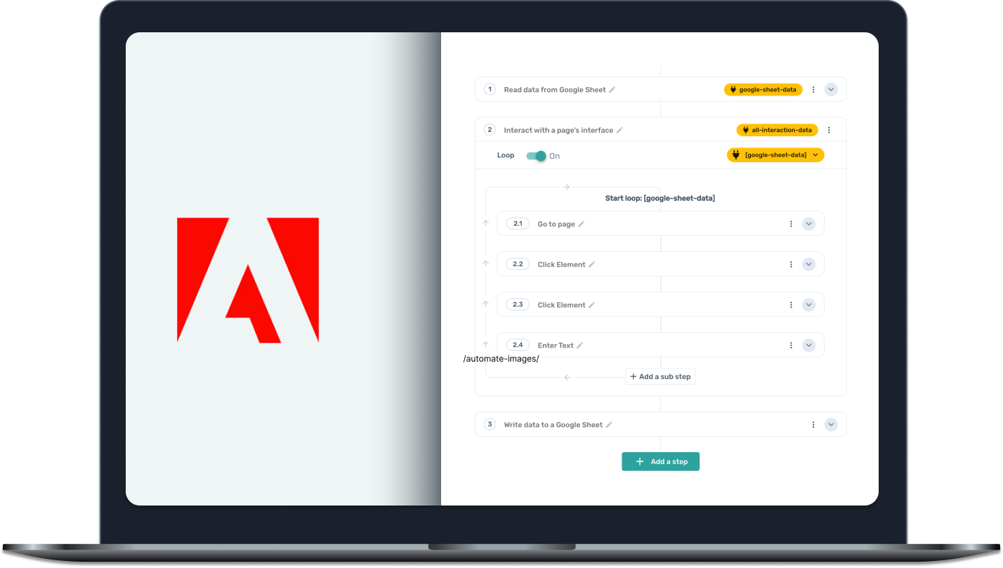 Axiom.ai automating Adobe Commerce store in the browser