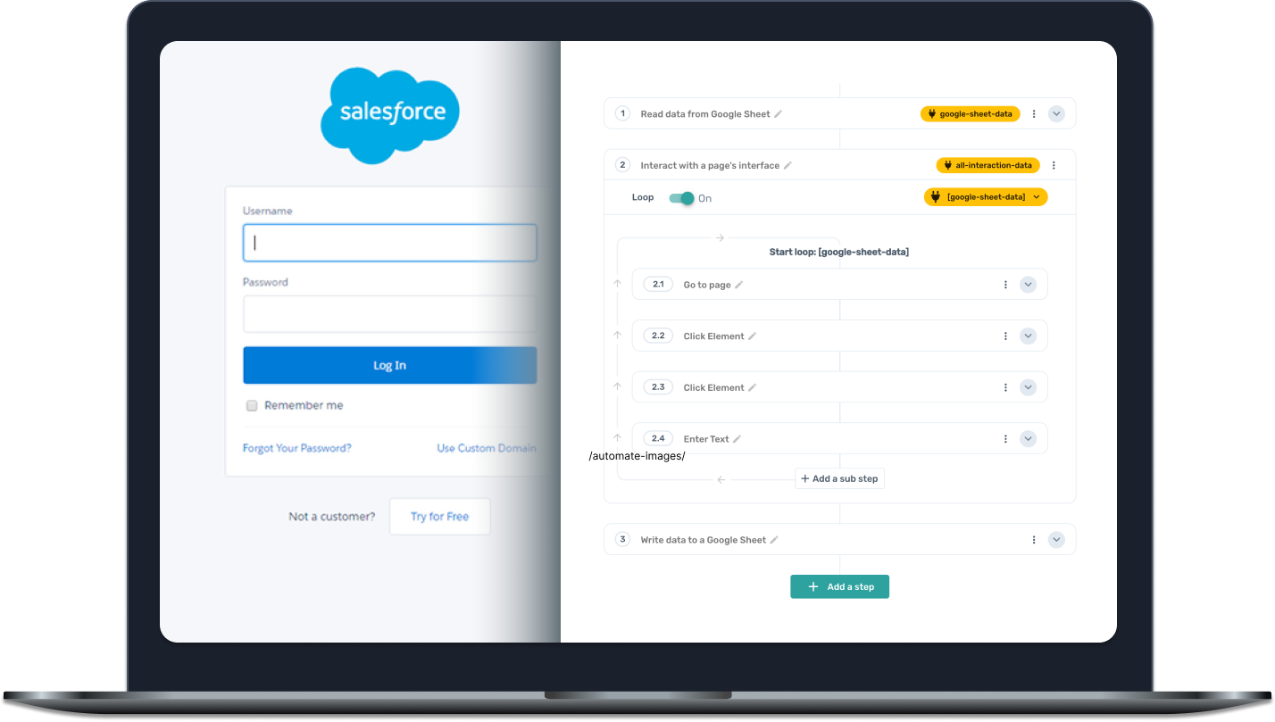 Axiom.ai automating Salesforce Commerce Cloud