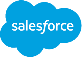 salesforce logo blue cloud white text