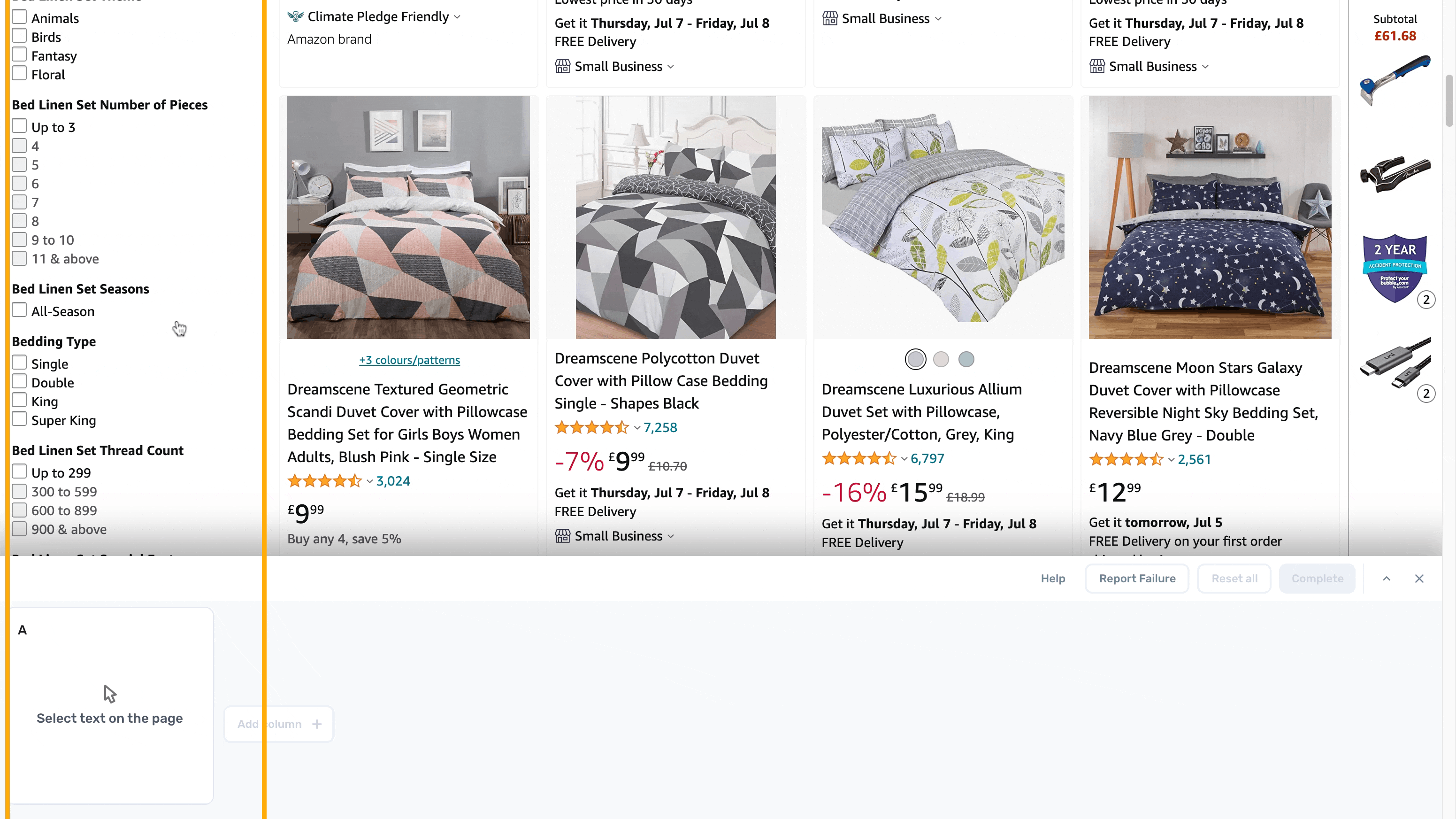 Selecting data to scrape on Amazon with axiom.ai's no-code selector tool