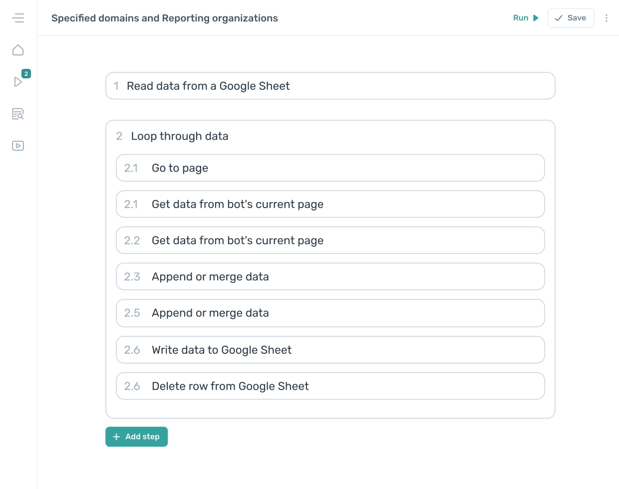 Scrape domain and reporting organization data from Google Transparency Report data