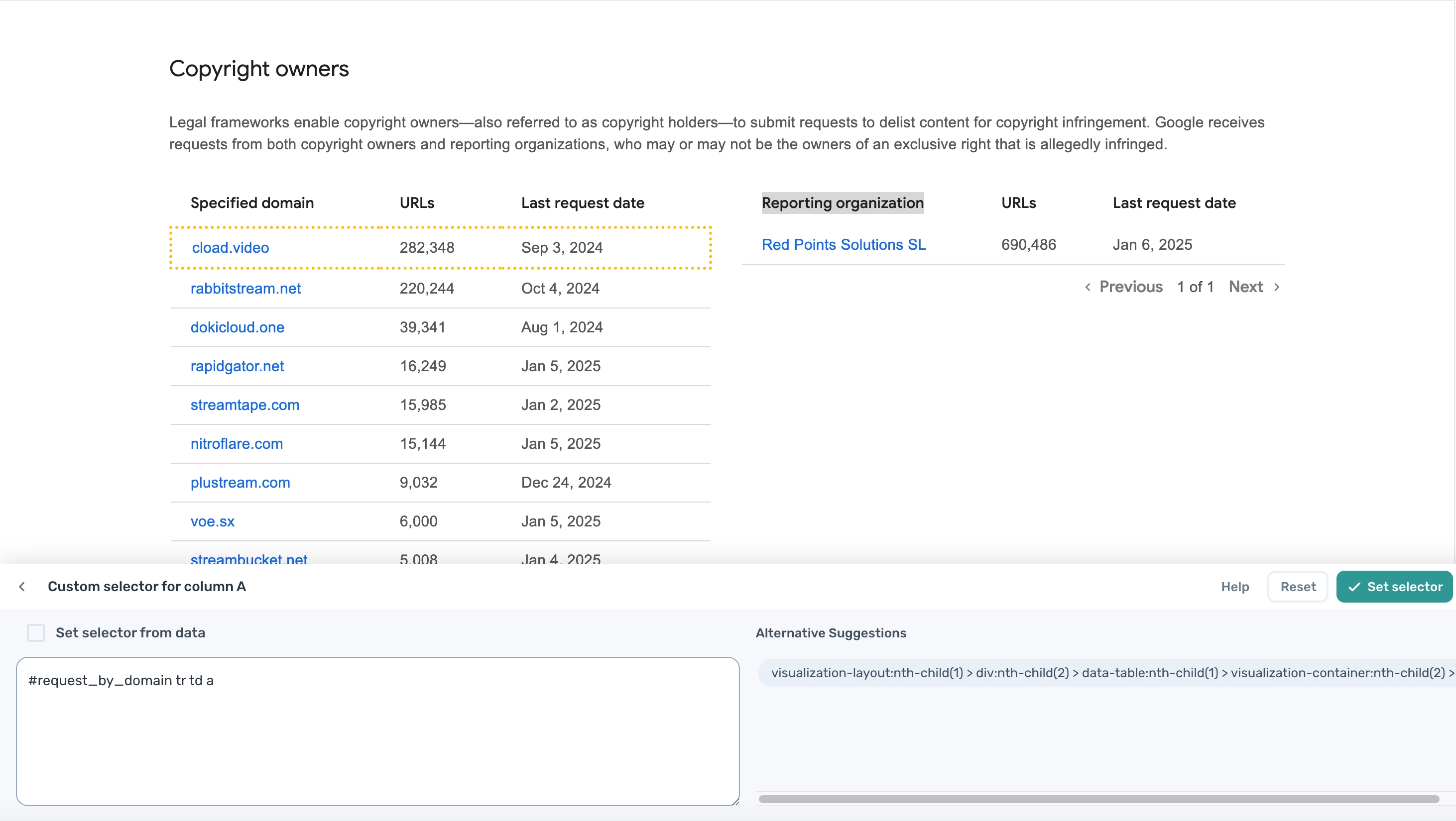 Axiom.ai custom selector to choose scraped data.