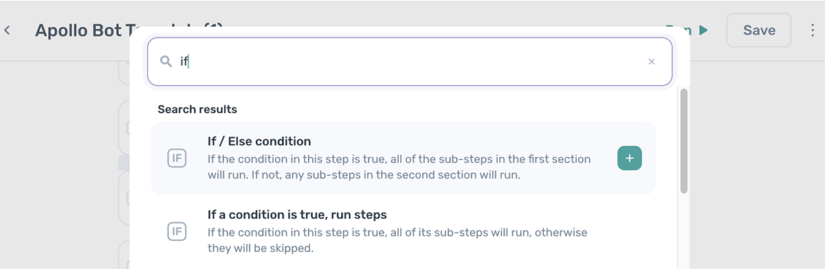 axiom.ai's if/esle condition step for using logic in your bot