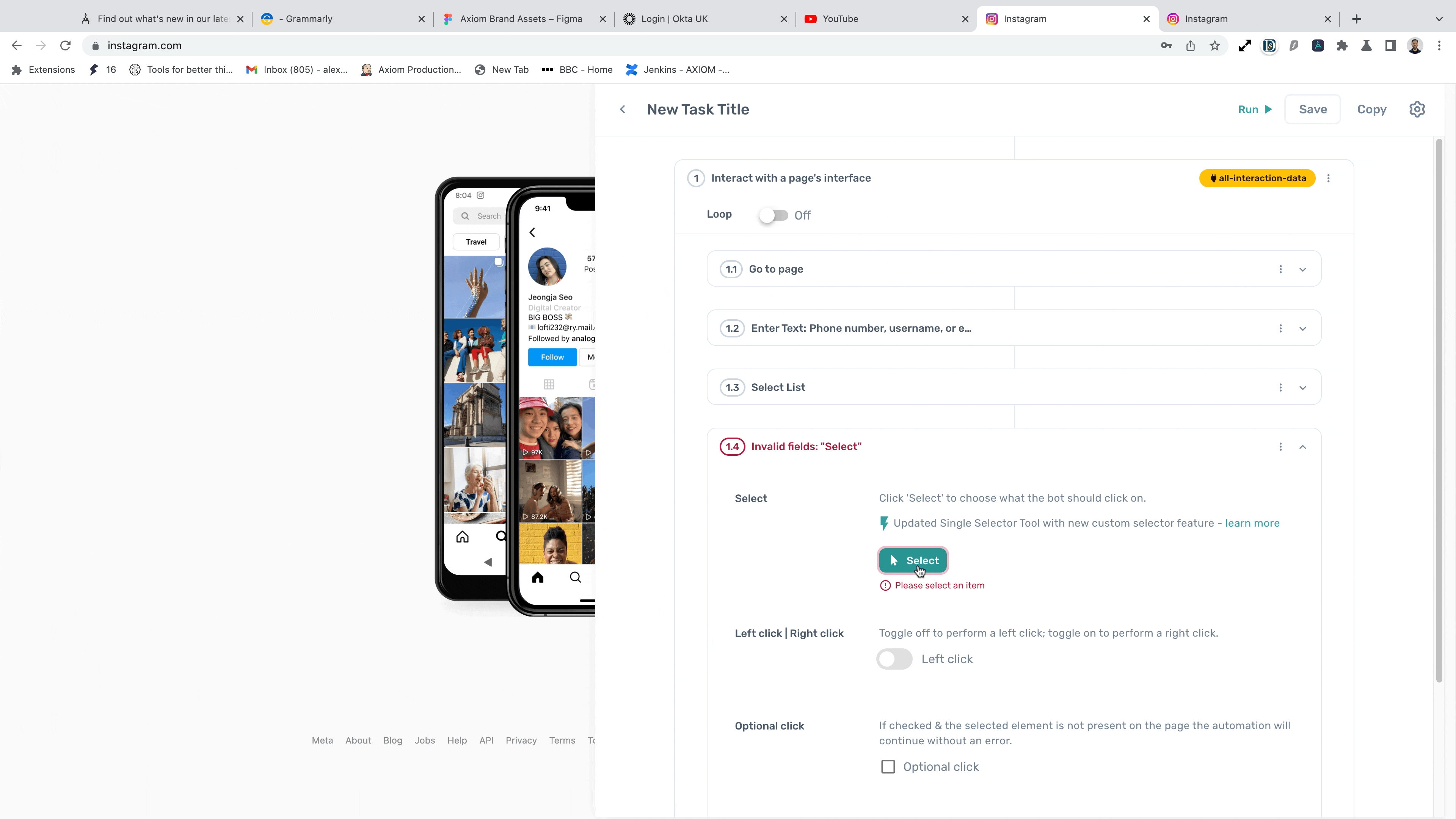 Picking an element on a page using the Single Selector point-and-click mode