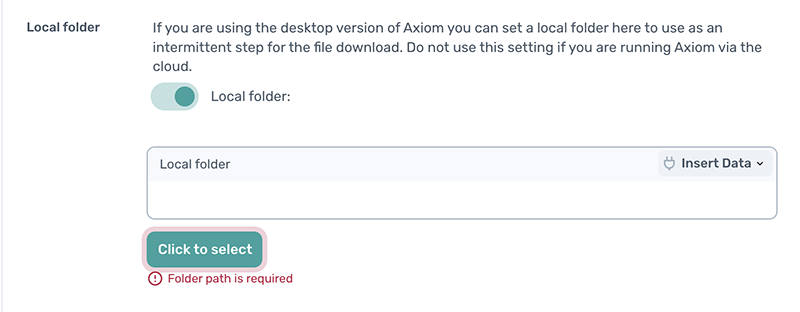 Axiom upload files from desktop feature with Google Drive