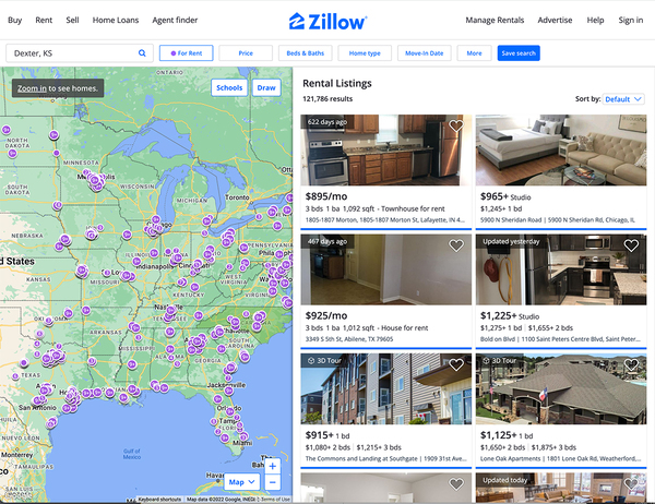 Zillow listings website being automated with axiom.ai no-code browser automation tool